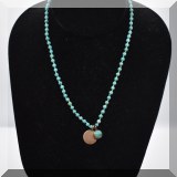 J045. 10K yellow gold and turquoise beaded necklace by Jane Diaz. 15” - $80 